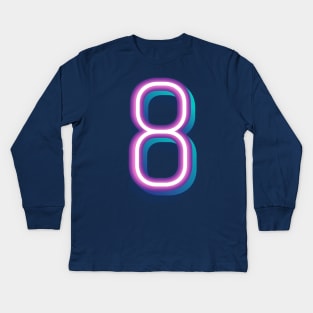 8 Float Purple Neon Kids Long Sleeve T-Shirt